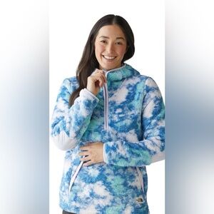 The North Face Printed Campshire Pullover Fleece Hoodie Women's LG Blue / White